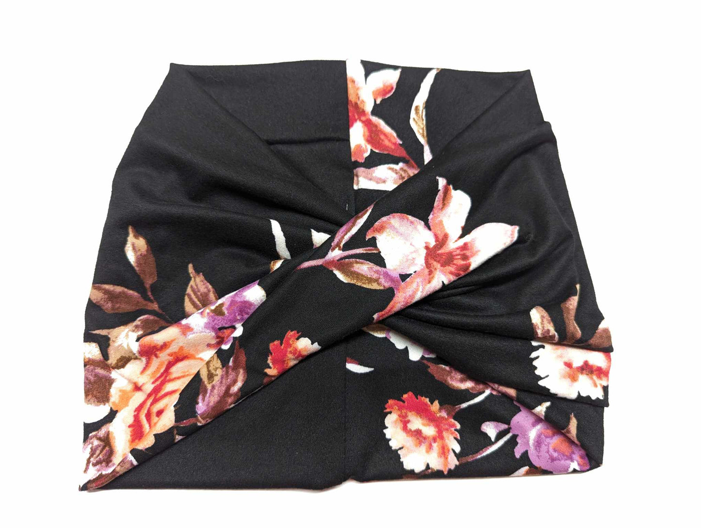 Black Pink Floral wide Headband