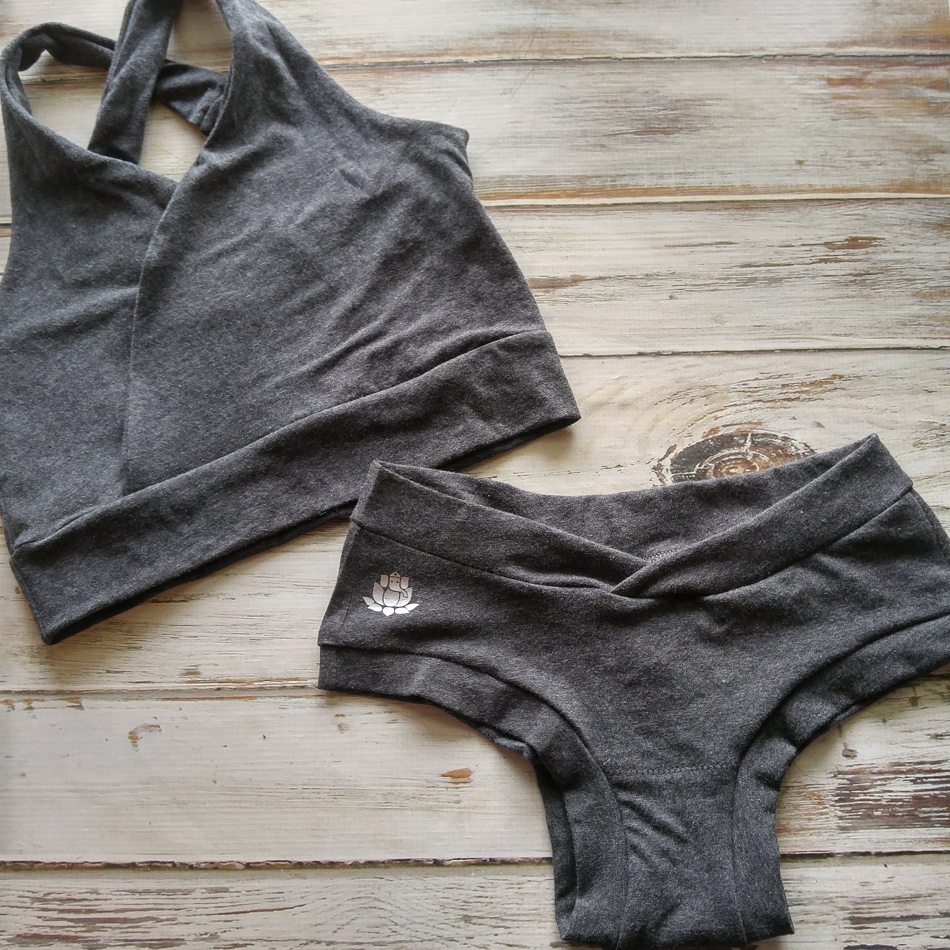 Charcoal Bra + Cheeky Set - Crunchy Love Co.